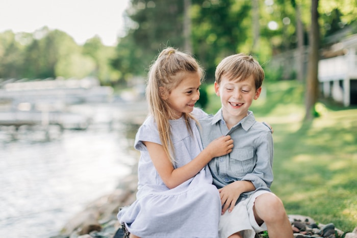 Happy children laughing together